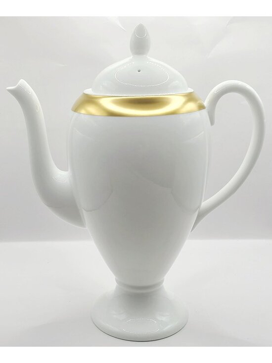 Wedgwood Other - Wedgwood Satine Gold Coffee Pot Globe Gold Banded New Opened Box